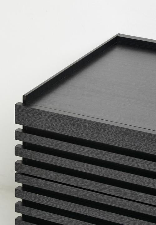 Sixth Floor - Slatted Bedside Table Set of 2 - Black