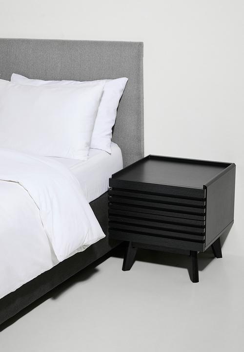 Sixth Floor - Slatted Bedside Table Set of 2 - Black