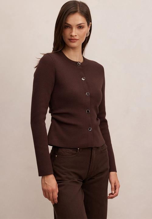 Forever New - Valencia structured knit cardigan - chocolate