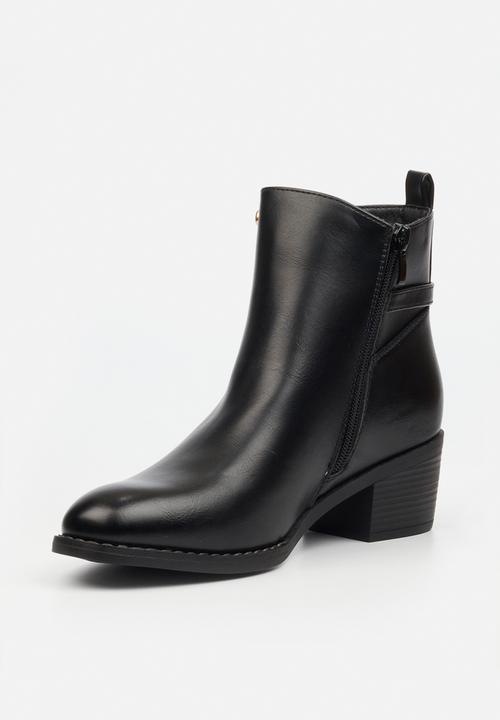 Miss Black - Brook 1 gold buckle ankle boot - black