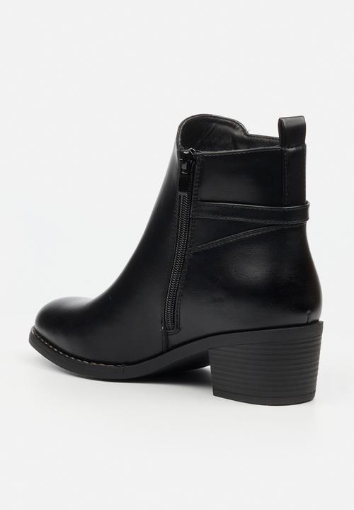 Miss Black - Brook 1 gold buckle ankle boot - black