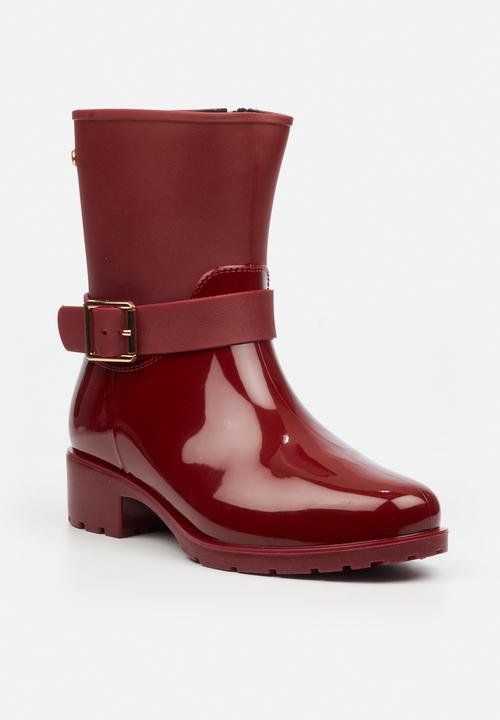 Viabeach - Cloudy 2 gold buckle rain ankle boot - red