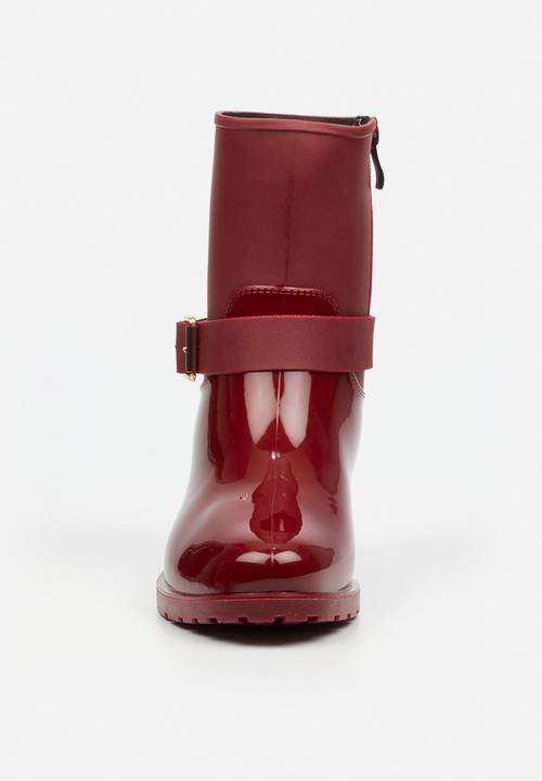Viabeach - Cloudy 2 gold buckle rain ankle boot - red