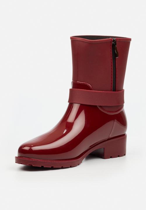 Viabeach - Cloudy 2 gold buckle rain ankle boot - red