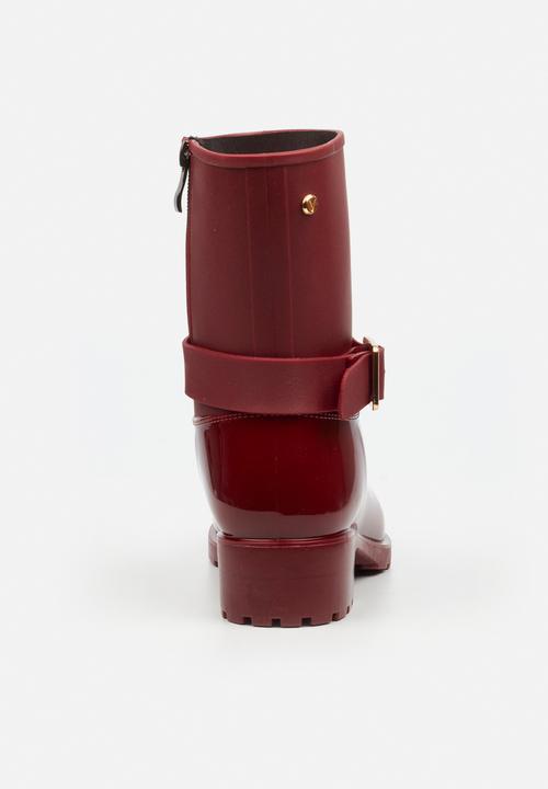 Viabeach - Cloudy 2 gold buckle rain ankle boot - red