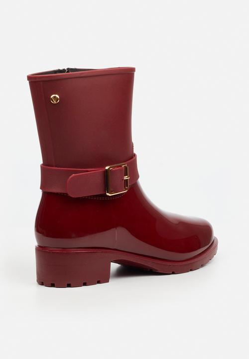 Viabeach - Cloudy 2 gold buckle rain ankle boot - red
