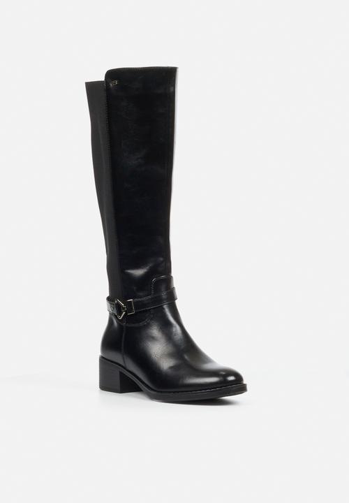 Miss Black - Earth 1 gold buckle stretch rider boot - black