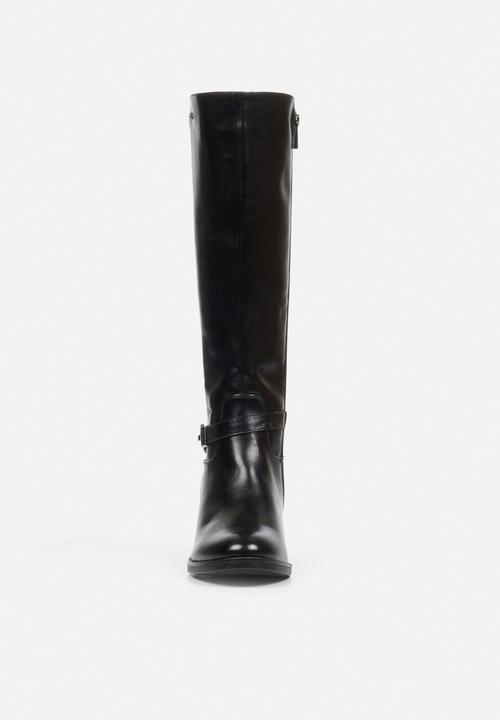 Miss Black - Earth 1 gold buckle stretch rider boot - black