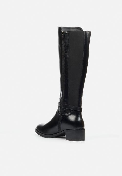 Miss Black - Earth 1 gold buckle stretch rider boot - black