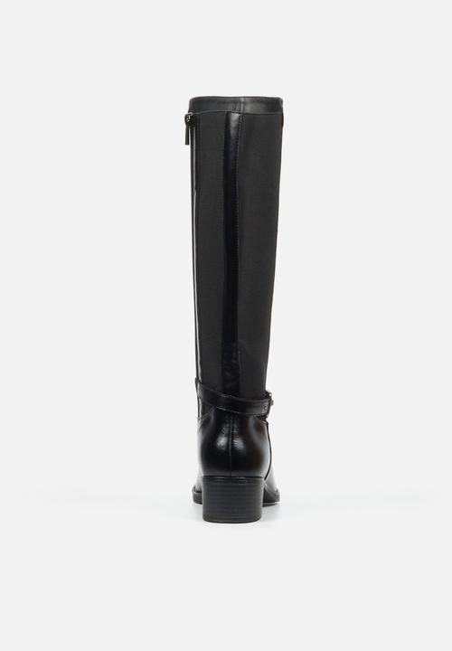 Miss Black - Earth 1 gold buckle stretch rider boot - black