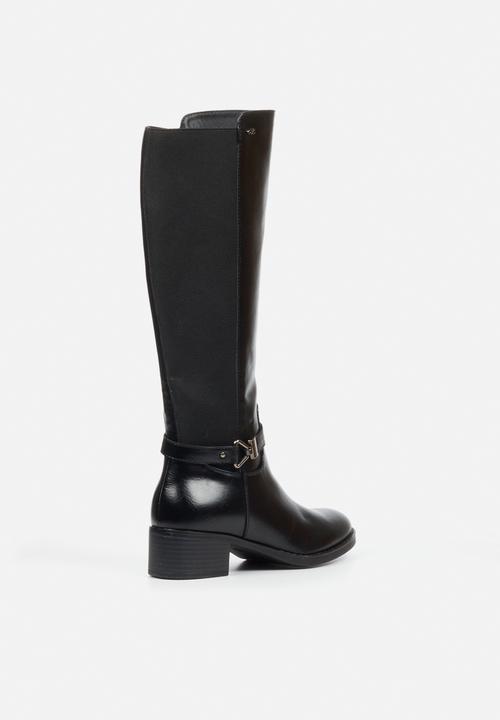 Miss Black - Earth 1 gold buckle stretch rider boot - black