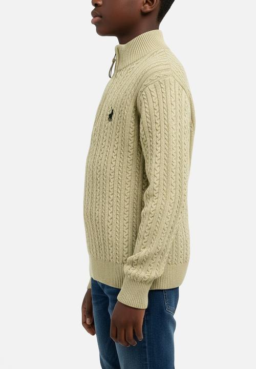 POLO - Boys Simpiwe Quarter Zip Knit - Khaki