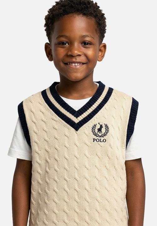 POLO - Boys Patrick Sleeveless Cable Knit - Birch