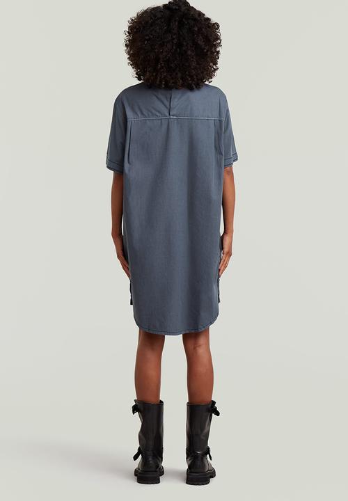 G-STAR - Woven mix washed jersey dress wmn - dark blue