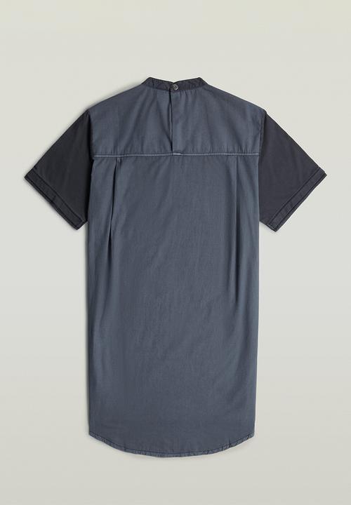G-STAR - Woven mix washed jersey dress wmn - dark blue