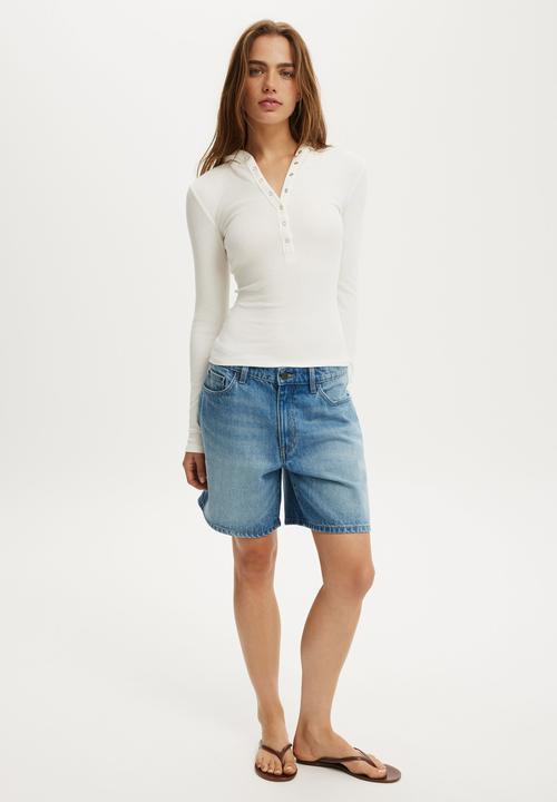 Cotton On - Hooded blake henley long sleeve - vintage white