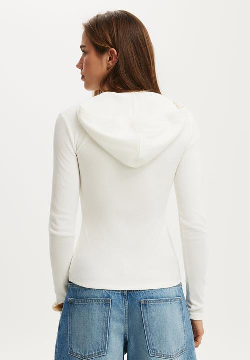 Cotton On - Hooded blake henley long sleeve - vintage white