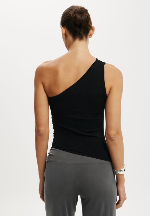 Cotton On - Stud trim asym knit top - black