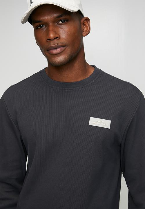 POLO - Thembeka Sport Long Sleeve Ribbed Sweat Top - Charcoal
