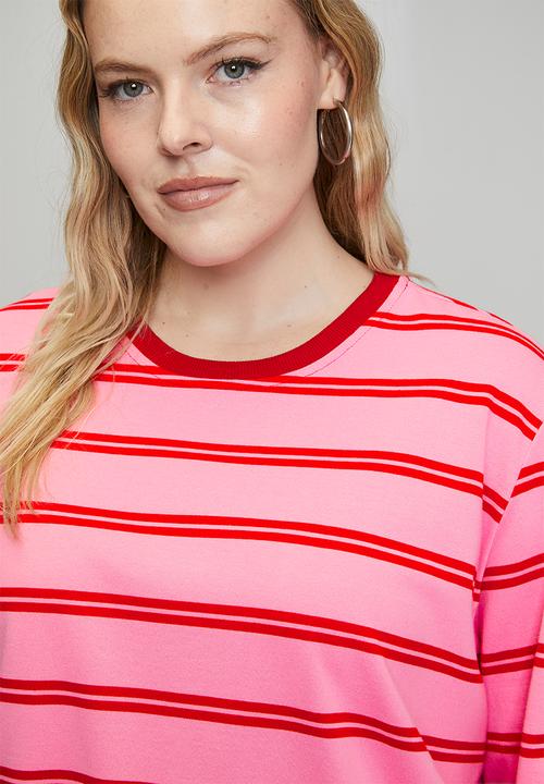 Me&B - Plus Essential Crew Neck - Pink & Red