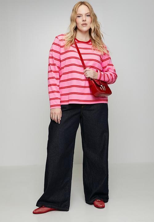 Me&B - Plus Essential Crew Neck - Pink & Red