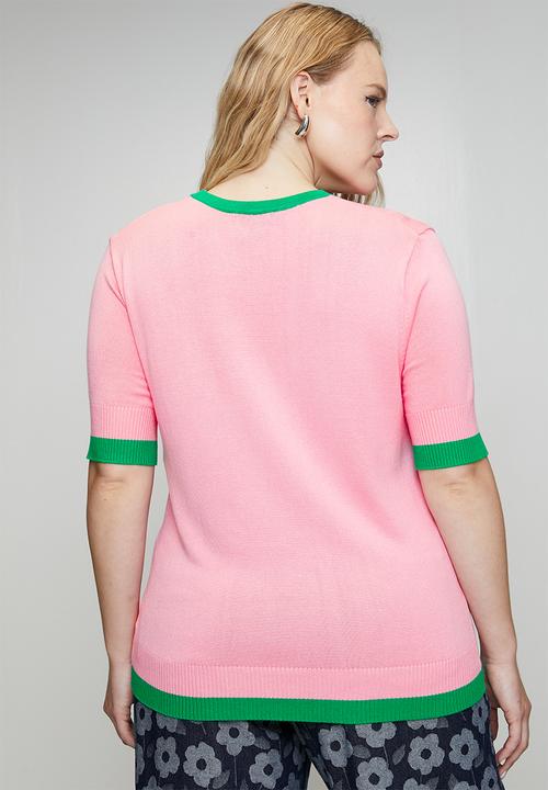 Me&B - Plus Knitwear Top - Pink & Green