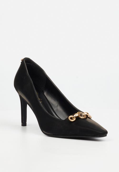 Miss Black - Tamara 2 gold chain heel - black
