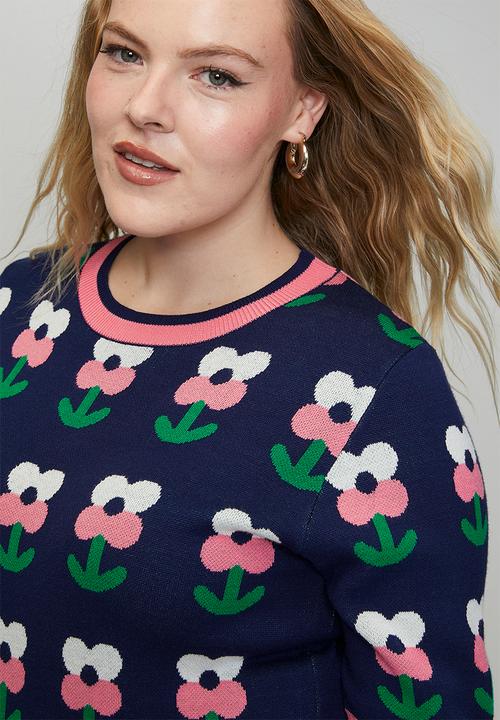 Me&B - Plus Knitwear Top in Tulip Novelty - Multi