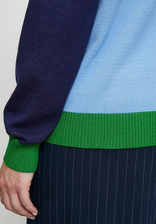 Me&B - Plus Lightweight Cardigan - Blue Colourblock