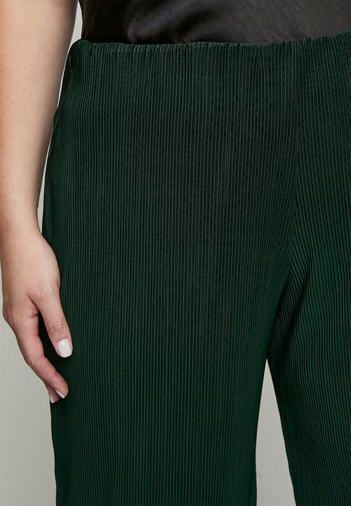Me&B - Plus Pull on Plisse Pants - Bottle Green