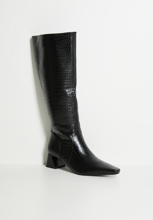 Raid London - Ondine knee length boot - black croc 