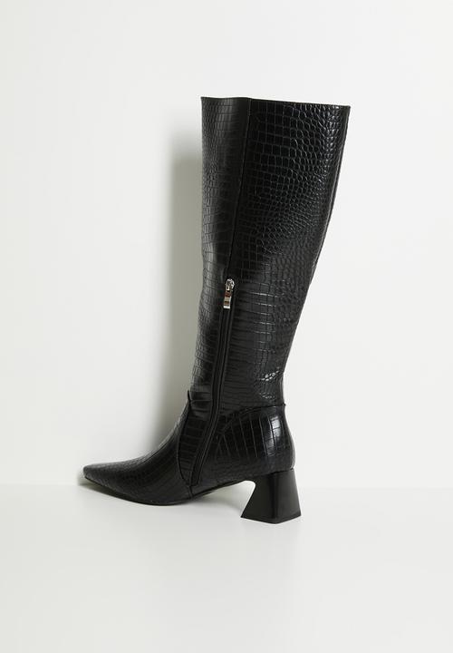 Raid London - Ondine knee length boot - black croc 