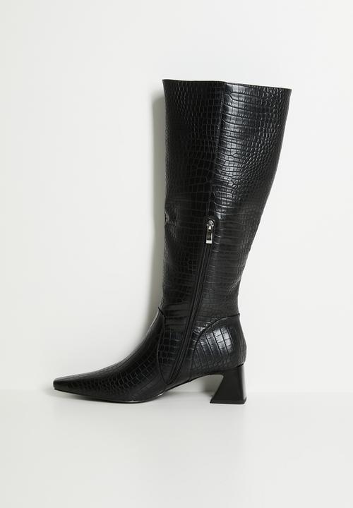 Raid London - Ondine knee length boot - black croc 
