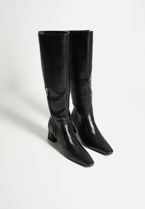 Raid London - Ondine knee length boot - black croc 