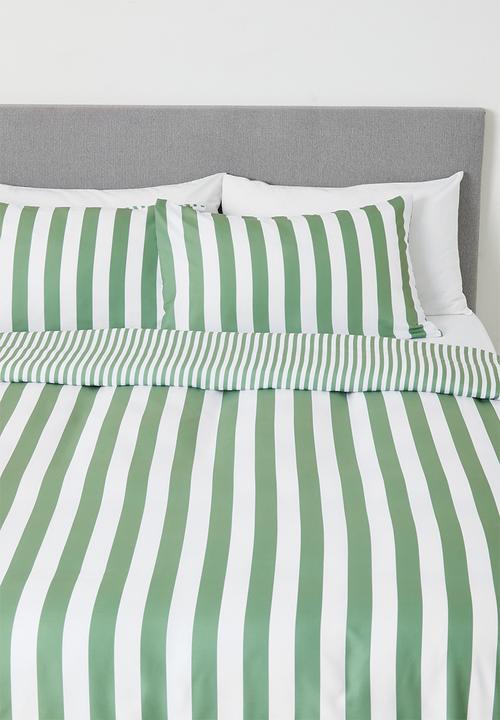 Sixth Floor - Stripe duvet cover - Sage