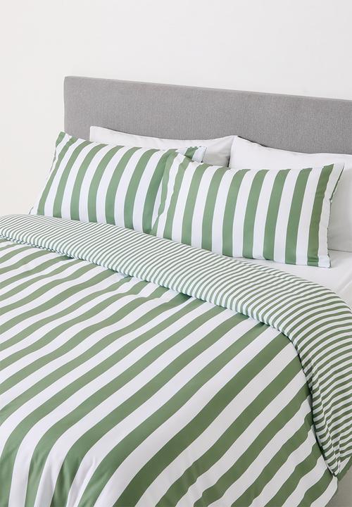 Sixth Floor - Stripe duvet cover - Sage