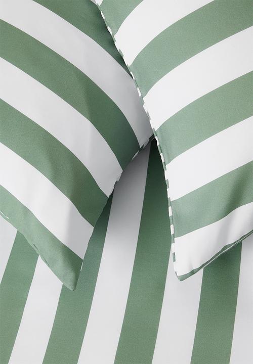Sixth Floor - Stripe duvet cover - Sage