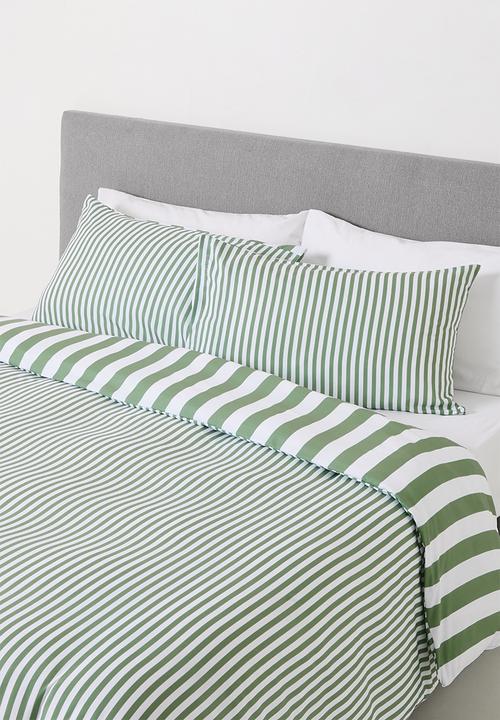 Sixth Floor - Stripe duvet cover - Sage