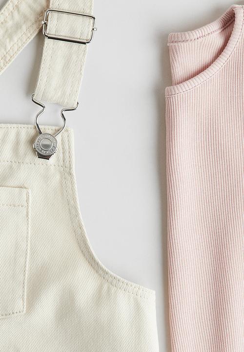 H&M - 2-piece cotton set - light beige & light pink