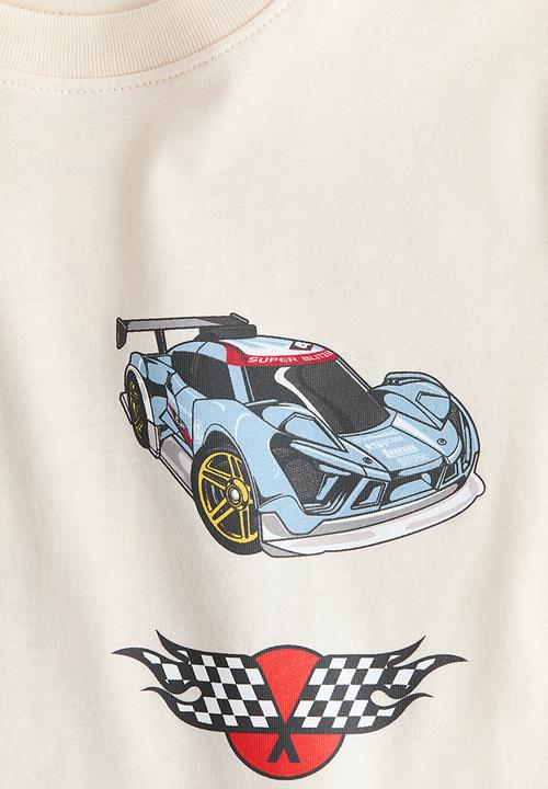 H&M - Oversized printed T-shirt - cream hot wheels