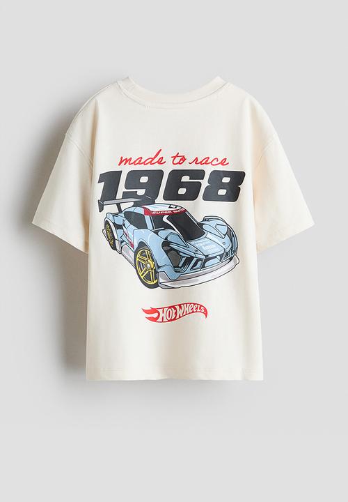 H&M - Oversized printed T-shirt - cream hot wheels