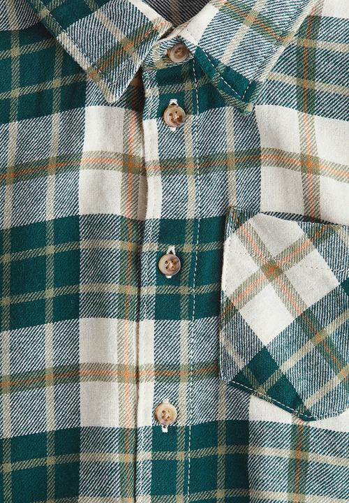 H&M - Cotton flannel shirt - green/white checked