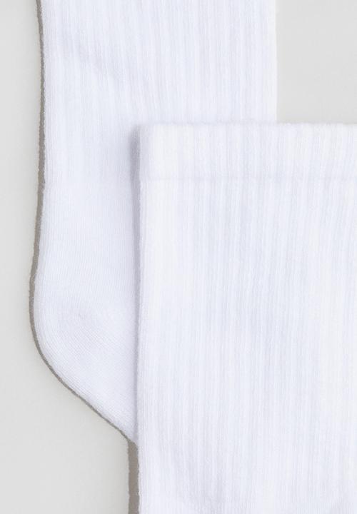 H&M - 5-pack ribbed terry socks - white