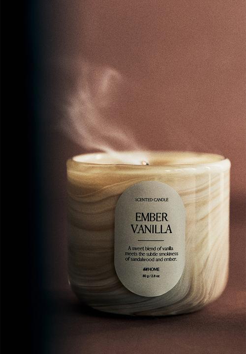 Scented candle in glass holder - ember vanilla 