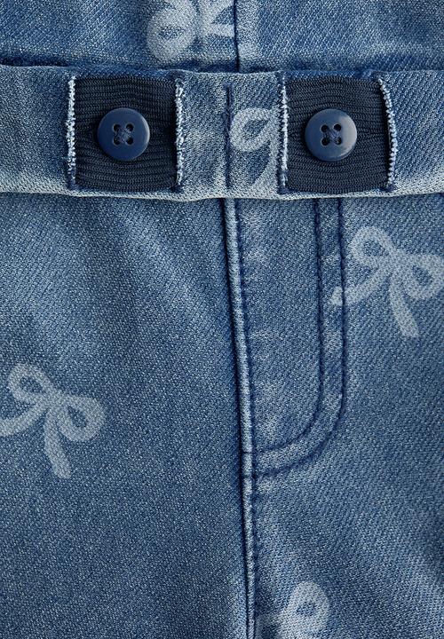 H&M - Wide denim-look trousers - denim blue/bows