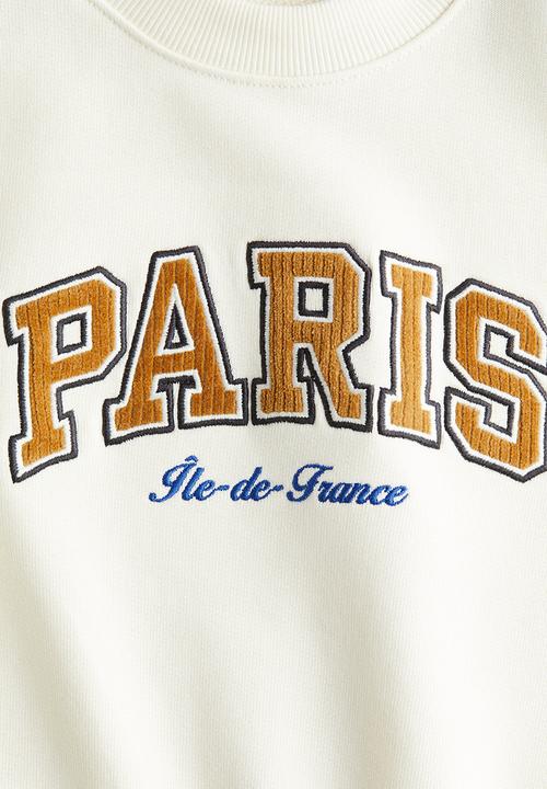 H&M - Printed crew-neck sweatshirt - cream/paris