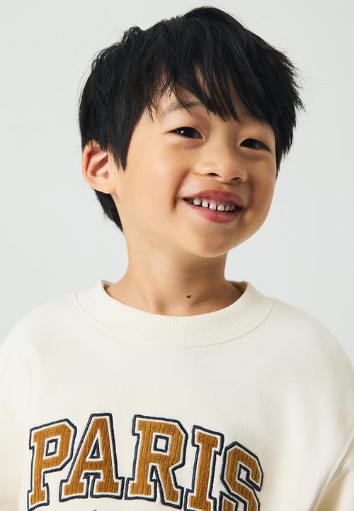 H&M - Printed crew-neck sweatshirt - cream/paris