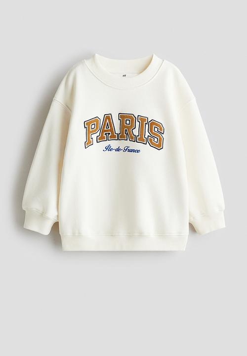 H&M - Printed crew-neck sweatshirt - cream/paris