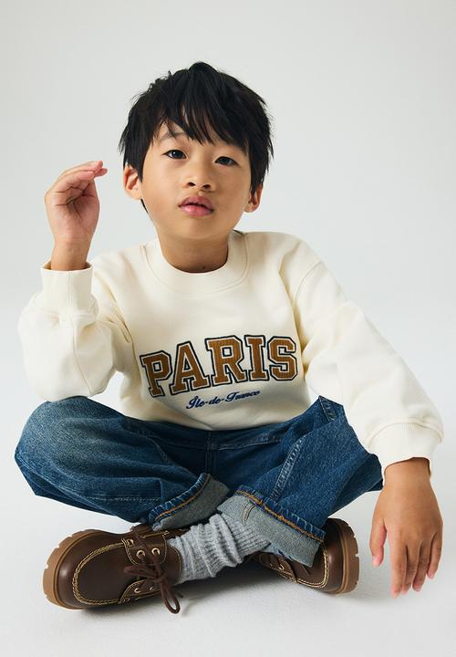 H&M - Printed crew-neck sweatshirt - cream/paris