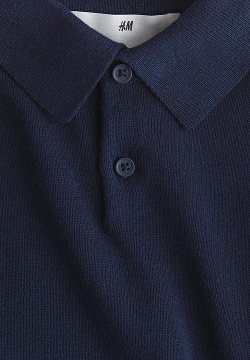 H&M - Fine-knit polo shirt - navy blue